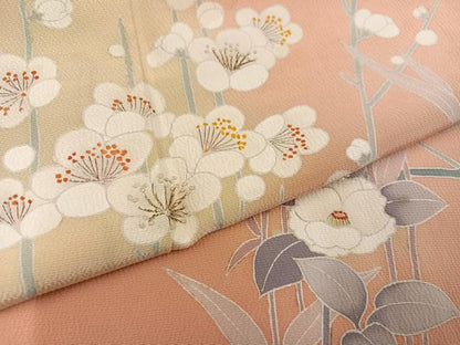 平和屋着物●訪問着　友禅　枝花文　暈し染め　正絹　逸品　AABC1786ph