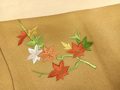 平和屋着物●訪問着　刺繍　草花文　暈し染め　金糸　正絹　逸品　AABC1787ph
