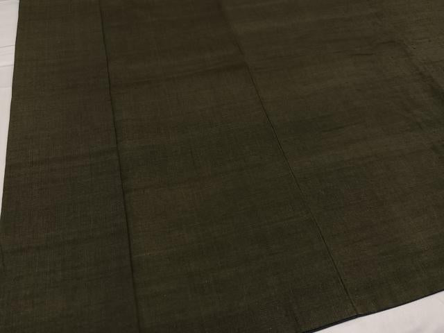 平和屋着物●男性　結城紬　色無地　藍海松茶色　正絹　逸品　AABC1788ph