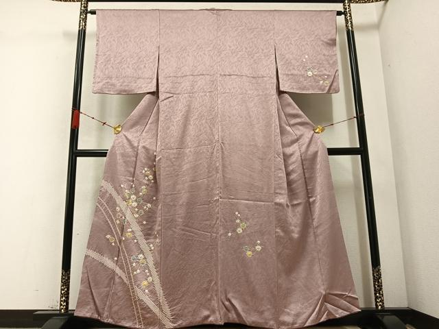 平和屋着物●訪問着　絞り　枝花文　金彩　正絹　逸品　AABC1789ph