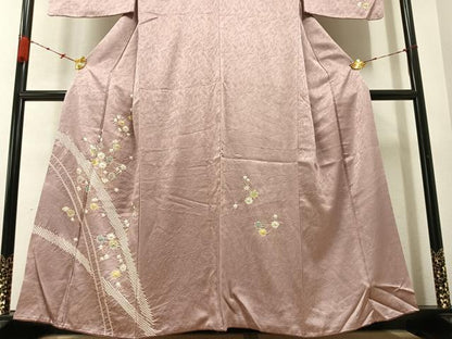 平和屋着物●訪問着　絞り　枝花文　金彩　正絹　逸品　AABC1789ph