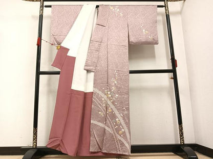 平和屋着物●訪問着　絞り　枝花文　金彩　正絹　逸品　AABC1789ph