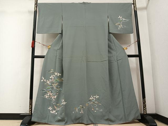 平和屋着物●訪問着　友禅　松竹梅文　金彩　正絹　逸品　AABC1791ph