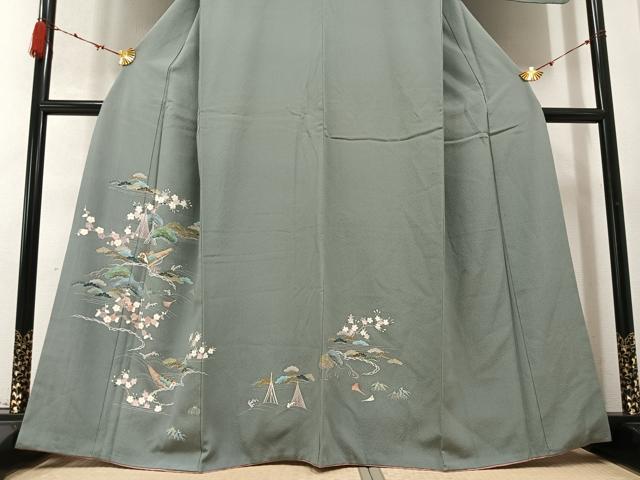 平和屋着物●訪問着　友禅　松竹梅文　金彩　正絹　逸品　AABC1791ph