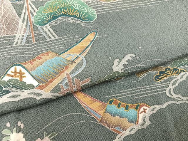 平和屋着物●訪問着　友禅　松竹梅文　金彩　正絹　逸品　AABC1791ph