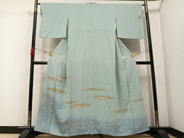 平和屋着物●色留訪問着　立波文　暈し染め　金銀彩　正絹　逸品　AABC1793ph