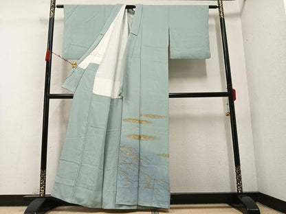 平和屋着物●色留訪問着　立波文　暈し染め　金銀彩　正絹　逸品　AABC1793ph