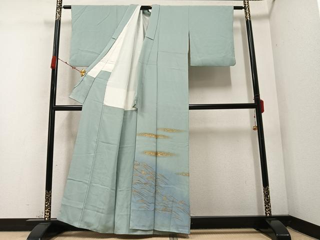 平和屋着物●色留訪問着　立波文　暈し染め　金銀彩　正絹　逸品　AABC1793ph