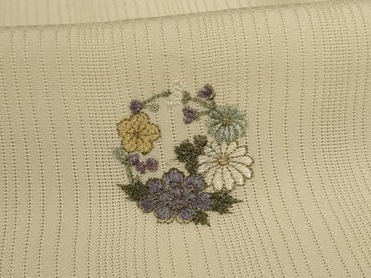 平和屋着物＊夏物 訪問着 縦絽 刺繍 草花丸文 ロング丈 正絹 逸品 AABC1805jd