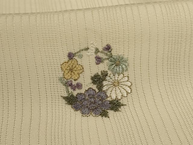 平和屋着物＊夏物 訪問着 縦絽 刺繍 草花丸文 ロング丈 正絹 逸品 AABC1805jd
