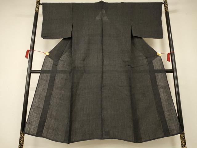 平和屋着物＊夏物 男性 石川県指定無形文化財 能登上布 本麻手織上布 縞 麻 逸品 AABC1814jd