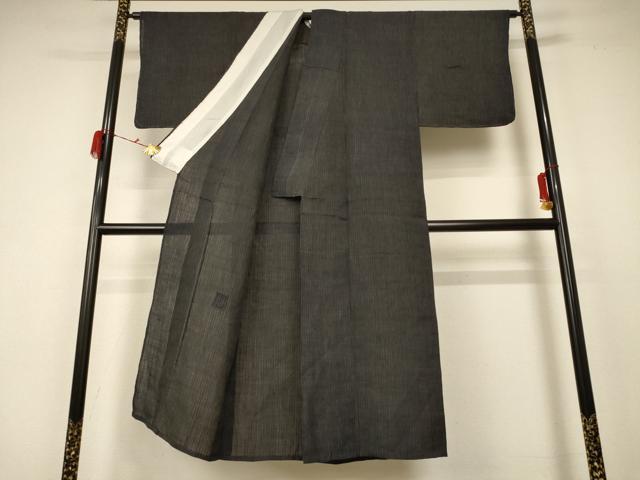 平和屋着物＊夏物 男性 石川県指定無形文化財 能登上布 本麻手織上布 縞 麻 逸品 AABC1814jd