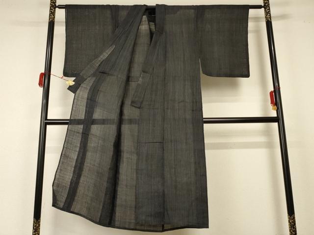 平和屋着物＊夏物 男性 石川県指定無形文化財 能登上布 本麻手織上布 縞 麻 逸品 AABC1815jd