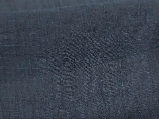 平和屋着物＊夏物 男性 本場小千谷ちぢみ 色無地 藍鉄色 麻 逸品 AABC1816jd
