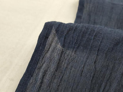 平和屋着物＊夏物 男性 本場小千谷ちぢみ 色無地 藍鉄色 麻 逸品 AABC1816jd