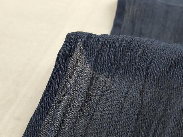 平和屋着物＊夏物 男性 本場小千谷ちぢみ 色無地 藍鉄色 麻 逸品 AABC1816jd