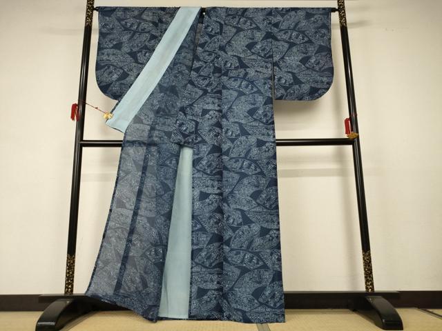 平和屋着物∴夏物　浴衣　綿紅梅　扇面風景文　綿　逸品　AABC1822jd
