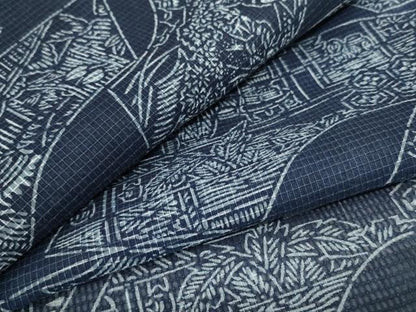平和屋着物∴夏物　浴衣　綿紅梅　扇面風景文　綿　逸品　AABC1822jd