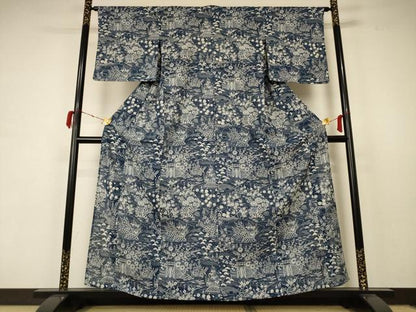平和屋着物＊夏物 小紋 絽 草花文 正絹 逸品 AABC1823jd