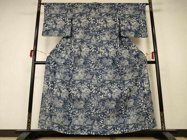 平和屋着物＊夏物 小紋 絽 草花文 正絹 逸品 AABC1823jd