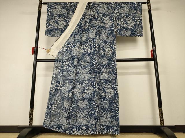 平和屋着物＊夏物 小紋 絽 草花文 正絹 逸品 AABC1823jd