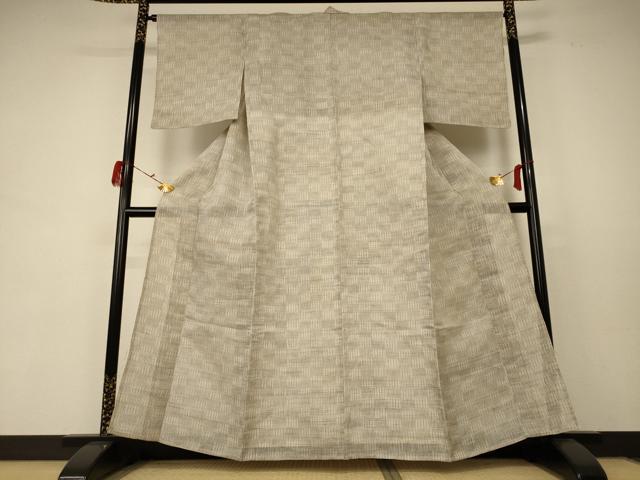 平和屋着物＊夏物　上布　格子　反端付き　麻　逸品　AABC1826jd