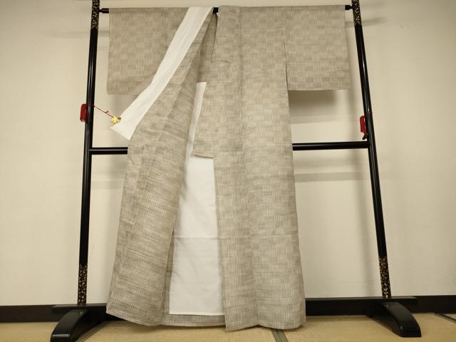 平和屋着物＊夏物　上布　格子　反端付き　麻　逸品　AABC1826jd
