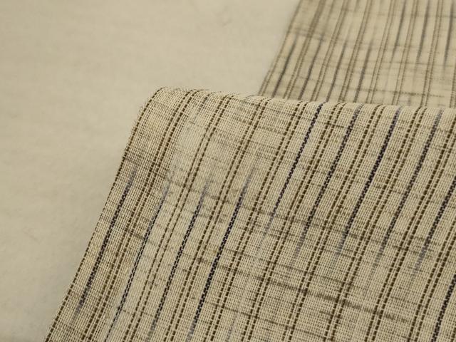 平和屋着物＊夏物　上布　格子　反端付き　麻　逸品　AABC1826jd