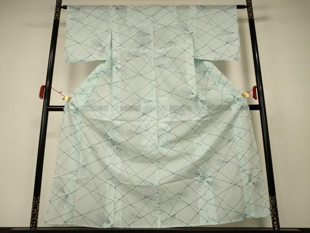 平和屋着物＊夏物 小紋 絽 枝葉文 洗える着物 AABC1827jd