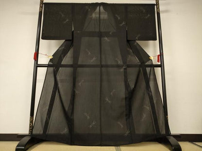 平和屋着物＊夏物 本塩沢 夏塩沢 蜻蛉 正絹 逸品 AABC1832jd