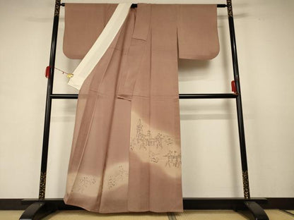 平和屋着物＊夏物 色留訪問着 紗 紬地 手描き 鳥獣戯画 正絹 逸品 AABC1833jd