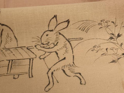 平和屋着物＊夏物 色留訪問着 紗 紬地 手描き 鳥獣戯画 正絹 逸品 AABC1833jd
