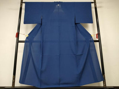 平和屋着物＊夏物 色無地 絽 青藍色 正絹 逸品 AABC1834jd