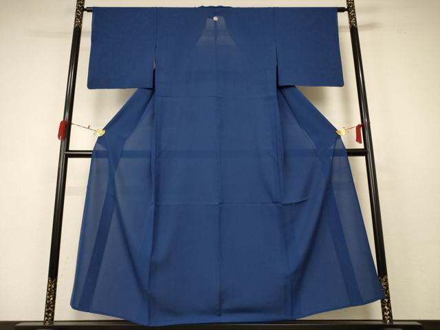 平和屋着物＊夏物 色無地 絽 青藍色 正絹 逸品 AABC1834jd
