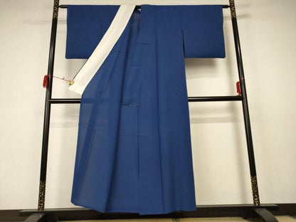 平和屋着物＊夏物 色無地 絽 青藍色 正絹 逸品 AABC1834jd