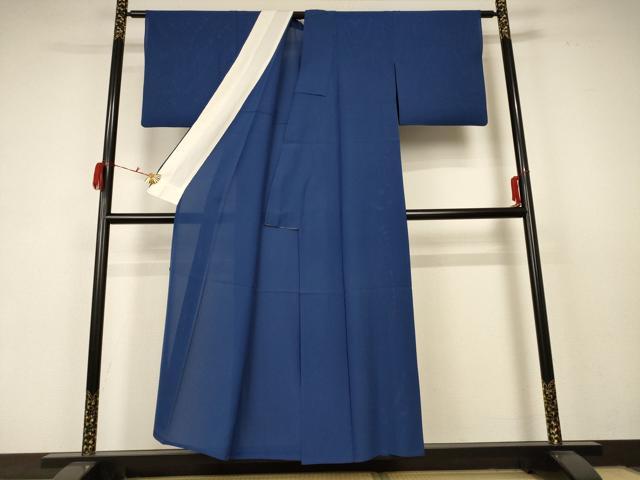 平和屋着物＊夏物 色無地 絽 青藍色 正絹 逸品 AABC1834jd