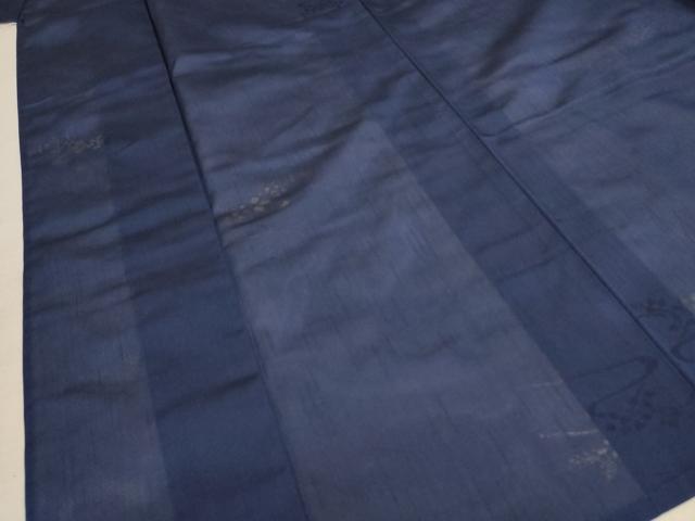 平和屋着物＊夏物 色無地 枝葉紋紗 留紺色 正絹 逸品 未使用 AABC1835jd