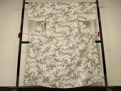平和屋着物＊夏物 小紋 紗 手描き 枝花文 洗える着物 AABC1840jd