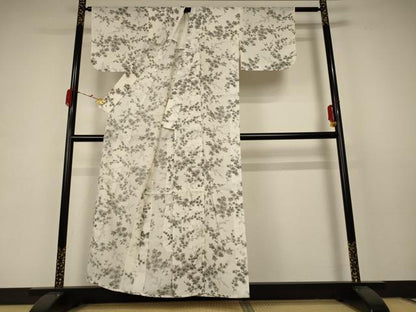 平和屋着物＊夏物 小紋 紗 手描き 枝花文 洗える着物 AABC1840jd