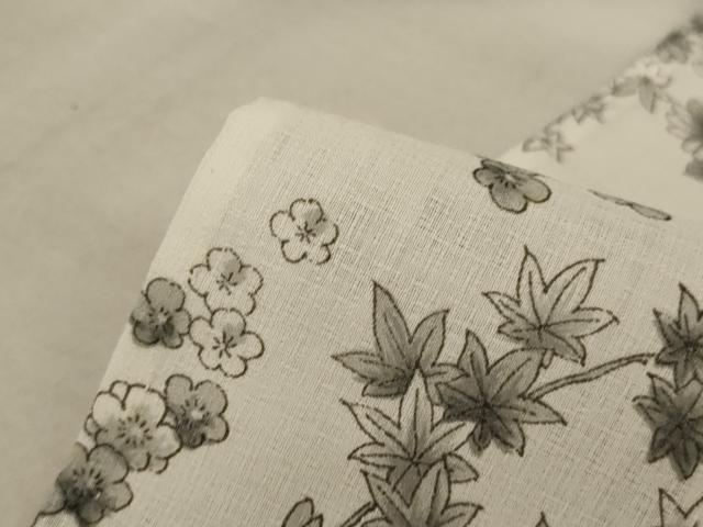 平和屋着物＊夏物 小紋 紗 手描き 枝花文 洗える着物 AABC1840jd