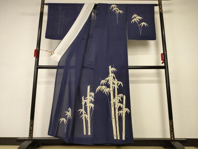 平和屋着物＊夏物 訪問着 絽 笹竹文 正絹 逸品 AABC1841jd