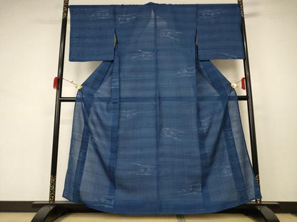 平和屋着物＊夏物 紗紬 枝葉文 正絹 逸品 AABC1842jd