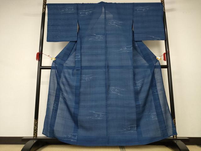 平和屋着物＊夏物 紗紬 枝葉文 正絹 逸品 AABC1842jd