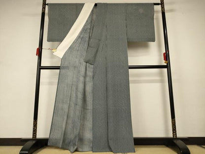 平和屋着物＊夏物 小紋 絽 変わり縞 正絹 逸品 AABC1843jd