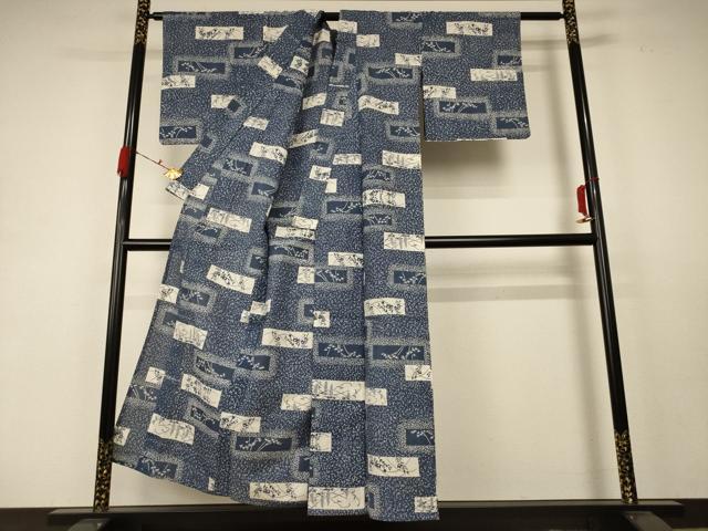 平和屋着物＊夏物 小紋 絽 横段草花文 綿 逸品 AABC1850jd