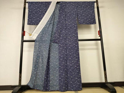 平和屋着物＊夏物 小紋 絽 流水草花文 正絹 逸品 AABC1851jd