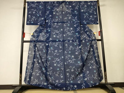 平和屋着物＊夏物 小紋 絽 草花文 洗える着物 AABC1853jd