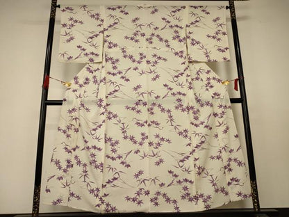 平和屋着物＊夏物 小紋 絽 枝葉文 正絹 逸品 AABC1856jd