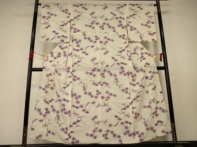 平和屋着物＊夏物 小紋 絽 枝葉文 正絹 逸品 AABC1856jd