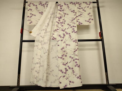 平和屋着物＊夏物 小紋 絽 枝葉文 正絹 逸品 AABC1856jd